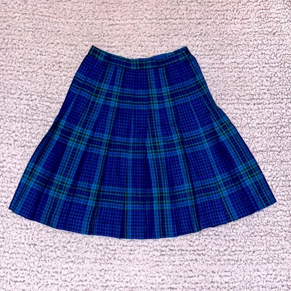 Vintage New York Clothes Plymouth Tartan Plaid Pleated Wool Blend Skirt - Picture 1 of 4